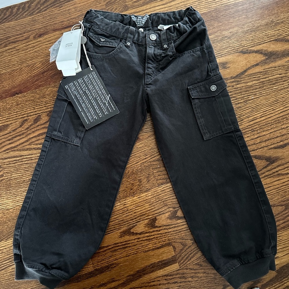 Giorgio Armani Jeans black cargo pants size 4t Brand New with Tags
